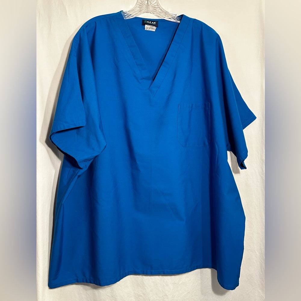 UNISEX 3XL BLUE SCRUB NURSING MEDICAL TOP SHIRT RX GEAR